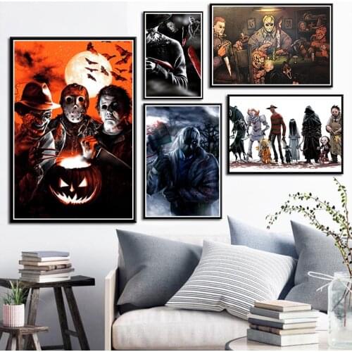 Jason Voorhees Freddy Krueger Poster Classic Horror Movie Prints Canvas Art Painting Wall Pictures For Living Room Home Decor