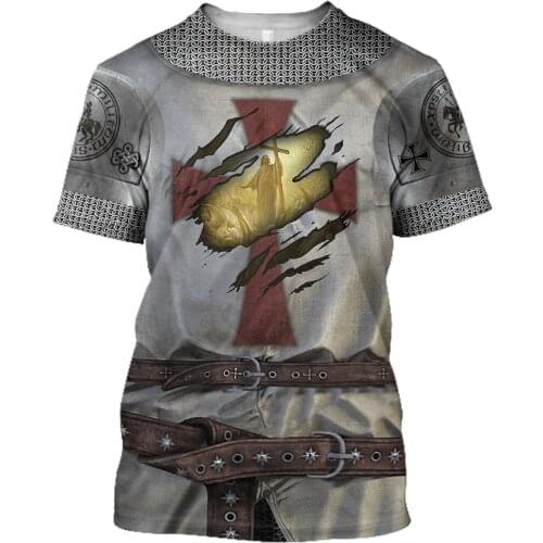 PLstar Cosmos 3DPrint Newest Knight Templar Royal Cosplay Art Unique Man/Woman Harajuku Streetwear Casual T-Shirt Short Sleeve 2