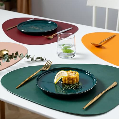 Ins Style Placemat PU Leather Tableware Pad Non-slip Placemat Heat Insulation Placemats Coaster Tableware Home Dining Table Mat