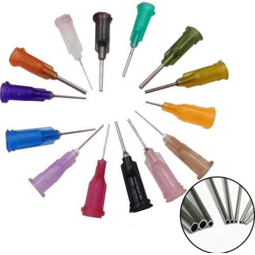 50pcs 1 Inch 14G -30G screw Precision Tips Liquid Dispenser Syringe Blunt Needle Stainless Steel Tube Glue Dispens