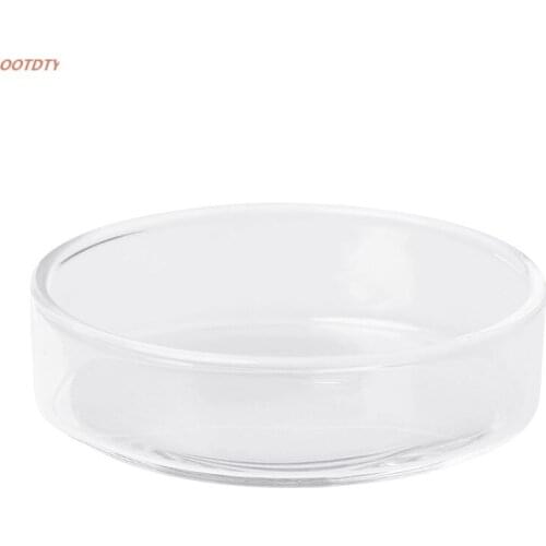 OOTDTY Clear Glass Round Shrimp Food Dishes Small Fish Feeding Bowl Ornamental Supplies Fish Tank Food Feeder Dish Container