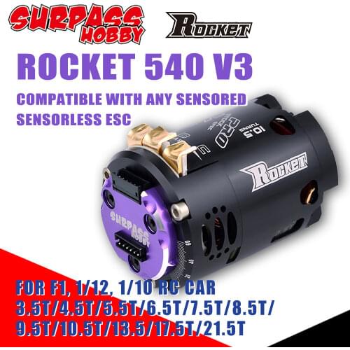 Surpass Hobby Rocket 540 V3 Sensored Brushless Motor Heatsink Can 10.5T 13.5T 21.5T For Electric Hub Motor 1/10 1/12 RC Car