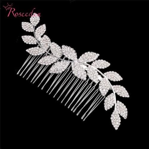 Romantic Wedding Hair Comb High Quality Bridal Hair Accessories for Women Girls Rhinestone Leaves Trendy Hairpins RE3090