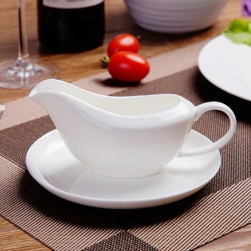 Sedum Jingdezhen white bone china lead-free black pepper sauce juice sauce sauce cup bucket ship ceramic tableware