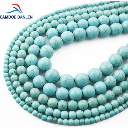 Natural Stone 4 6 8 10 12mm Green Howlite Loose Beads Round Diy Earrings Bracelet Necklace Beads Jewelry Making Accessory parts