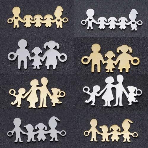 5pcs/Lot 100% Stainless Steel Family Connector Charms For Making Necklace Bracelet Jewelry