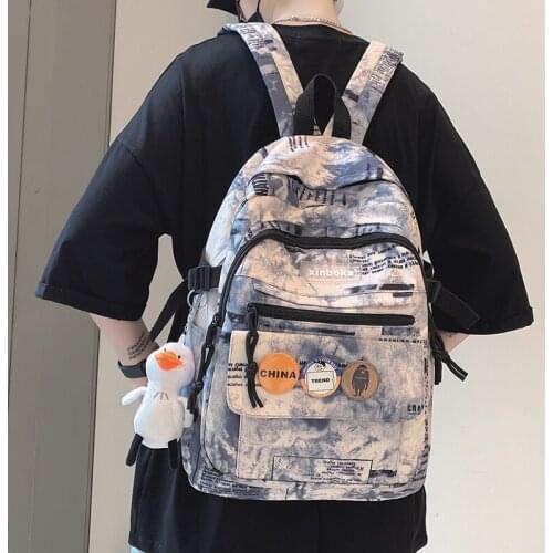 Fashion School Backpack for Girl Panelled Nylon Schoolbag Preppy Style Bookbag Female Large Capacity Rucksack Anti Theft Mochila