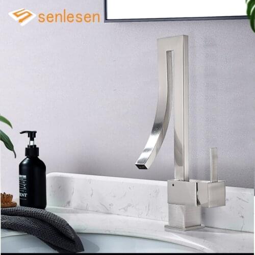 Senlesen Basin Faucet Bathroom Brass Hot Cold Mixer Water Tap Ceramic Control (Chrome/Nickle/Black/Golden)