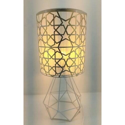 Modern White Metal Wrought Iron Floor Standing Authentic Tumbled Lampshade Table Lamps Bedside Lamp Bedroom Living Room Book Light