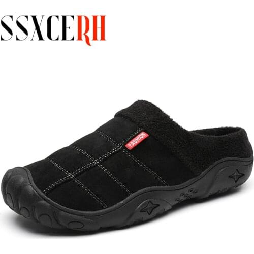 Footwear Winter Men Shoes Home Fur Slippers Non Slip Rubber Footwear Indoor Slides Male Plush Flats Casual House Warm Slippers