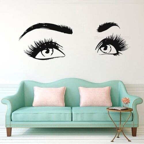 Creative Pretty Brows Beauty Salon Wall Decals FOR GIRLS BEDROOM Window Stickers Woman Face Eyelashes Eyebrows Wallpaper LL2024