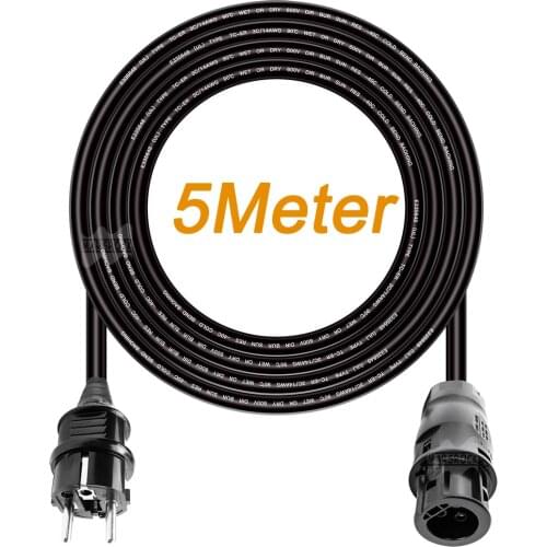 5M or 2M 14 AWG AC Power Extension Cord 220V EU, with 3 Core Connector and EU Plug, TUV UL Approved for Solar Micro Inverter