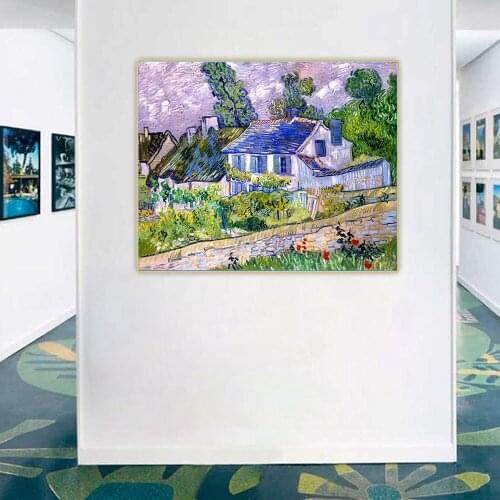 Van Gogh《Houses in Auvers 1》Canvas Oil Painting Artwork Aesthetic Picture Poster Wall Hanging Decor Home Living Room Decoration