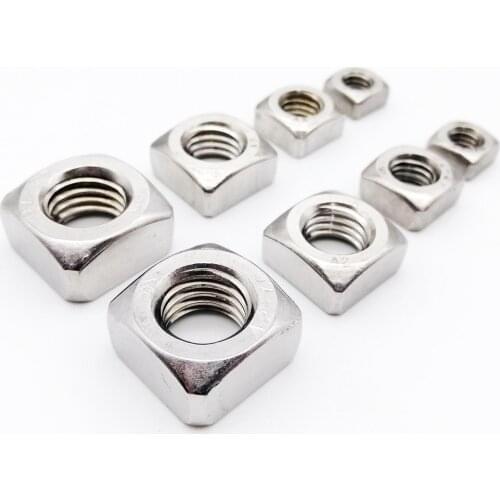 20/100pcs High Quality M3 M4 M5 M6 M8 M10 M12 DIN557 GB39 304 A2 Stainless Steel Metric Threaded Square Nut Foursquare Quadrate