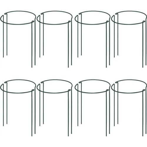 WSFS Hot Plant Support Stake, 8-Pack Half Round Metal Garden Plant Supports, Green Garden Plant Support Ring, Garden Border