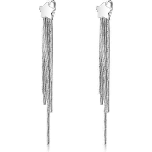 Wholesale Fashion Jewelry 2017 New Design Star 925 Sterling Silver Long Drop Earrings for Women Christmas Gift Drop Shipping
