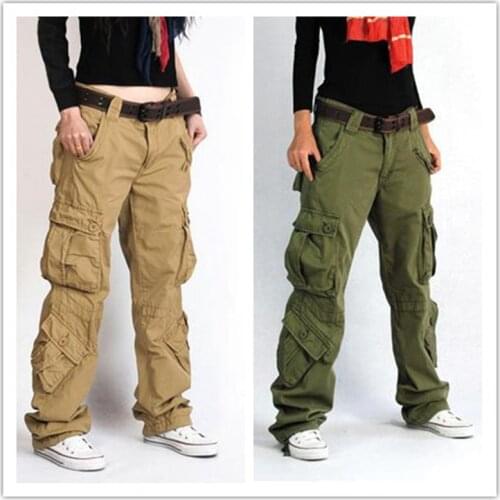 Womens Overalls Trousers Brushed Multi-pocket Joggers Women Womens Straight Cargo Pants Thick Girl Young casual Clothing