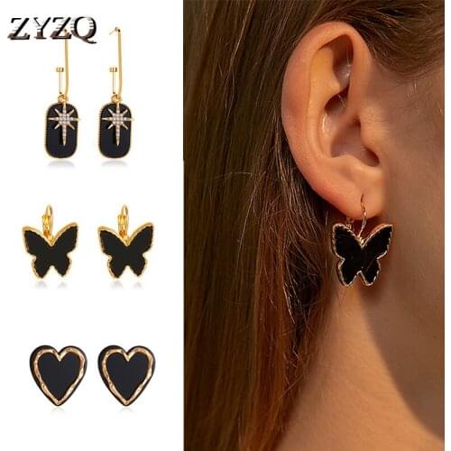 ZYZQ New Female Wedding Jewelry Retro Acrylic Heart-Shaped Bow Earrings Fashion engagement Dinner Bridal Earrings Jewelry