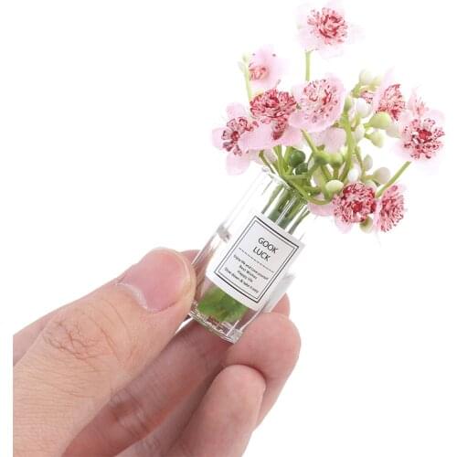 1:12 Dollhouse Miniature Jasmine Flower Vase Set Model Decor Accessories For Dollhouse Decoration New