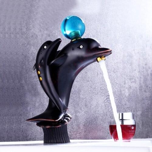 3 Colors Brass Material Deck Mounted Dophin Faucet