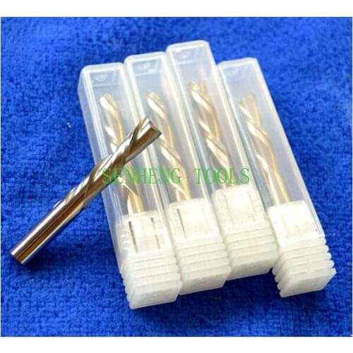5pieces 6.35*22mm left hand 2 flute spiral cnc router bits endmill cutting tools milling cutters