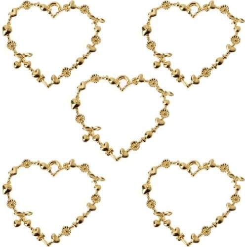 652B 5Pcs Sweet Heart Blank Resin Frames Pendant Open Bezel Setting Jewelry Making