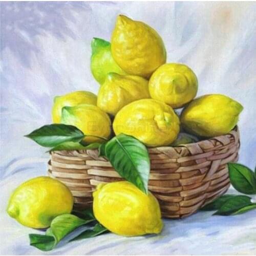 Diamond Mosaic Fruit Square Diamond Painting Cross Stitch Pictures of Rhinestones Diamond Embroidery Lemon Kitchen Decoration