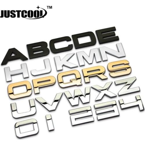 Car Sticker Letter Alphabet Number 3D ARC Chrome Emblem Badge 3cm Metal 3 Colors Auto Motorcycle Car Accessories Decoration