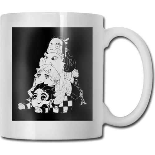 Kimetsu No Yaiba Demon Slayer Cute Pyramid Tanjiro Nezuko Inosuke White Hot Mug Cup