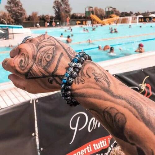 Natural Stone Stainless Steel Skull 8mm Bead Bracelets for Women and Men Bracelet Men Jewelry