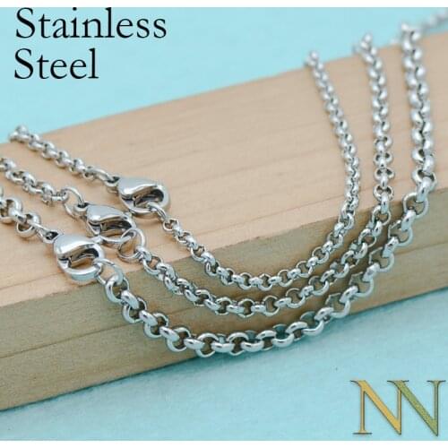 50 Pcs - Stainless Steel Necklace for Women Rolo Chain Tarnish Free Necklace No Fade Jewelry Wholesale 16 18 20 22 24 30 Inches