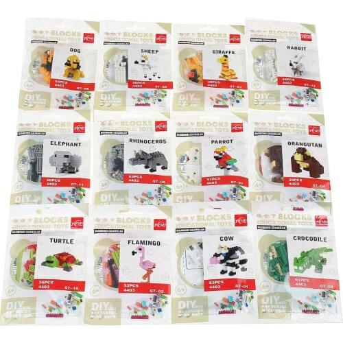 DIY Animal Small Particle Building Blocks Can be Assembled Into a Vehicle Aircraft Childrens Creatives Educational Toys 12 Sets