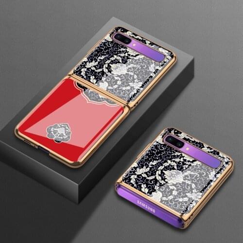 For Samsung zflip phone case f700f protective cover f7070 5g f700n glass retro women
