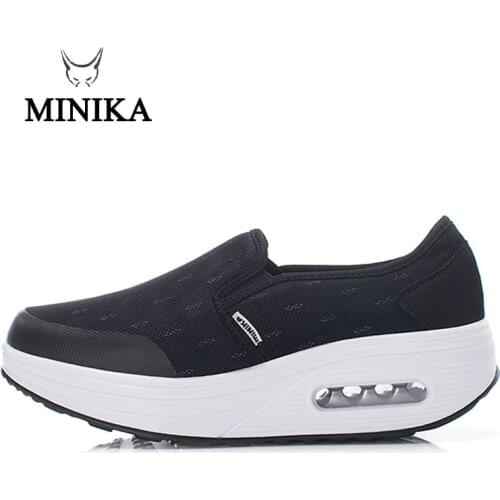 Breathable Fabric Fitness Sneakers Height Increasing Womens Swing Shoes Air Cushion Outdoor Shake Platform Aerobics Sport Shoe