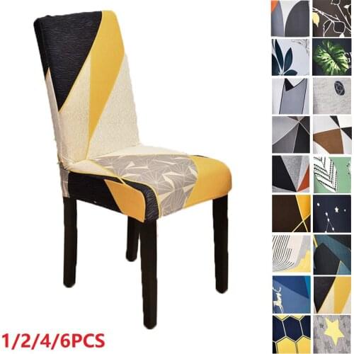 Elastic Stretch Dining Chair Cover Spandex Wedding Chair Slipcovers Dust-proof Seat Protector For Home Party Banquet 1/2/4/6pcs
