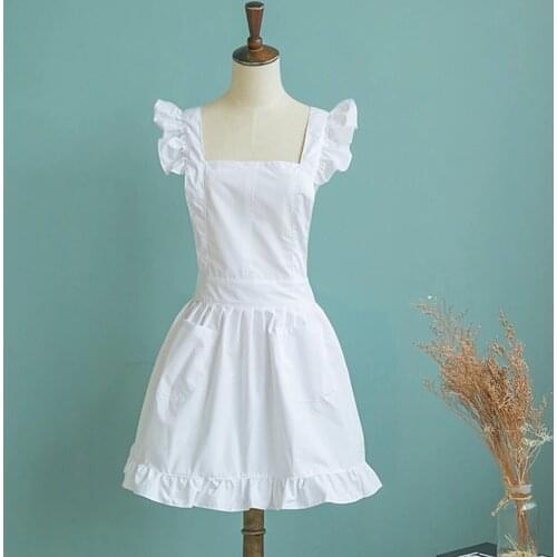 Princess Apron with Pocket for Home Kitchen Bib Cooking Baking Barbecue Ruffles Pinafore Antifouling Aprons