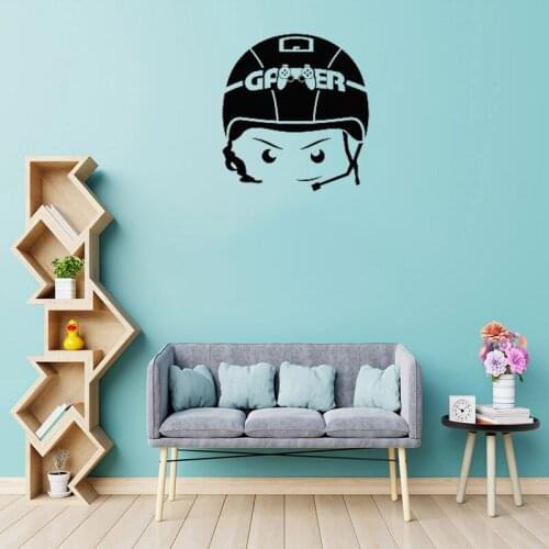 Gamer Controller Wall Stickers Sign Joystick Decals Boys Room Decor Removable Bedroom Mural G14