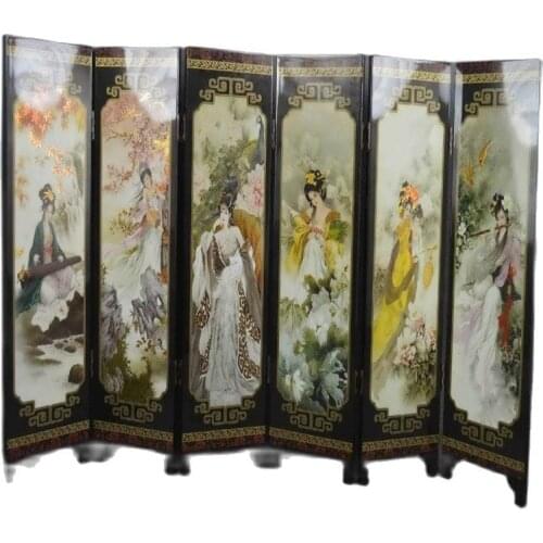 9.44Inch Collection Handwork Decoration Lacquer Carve Classical Belle Lucky Screen