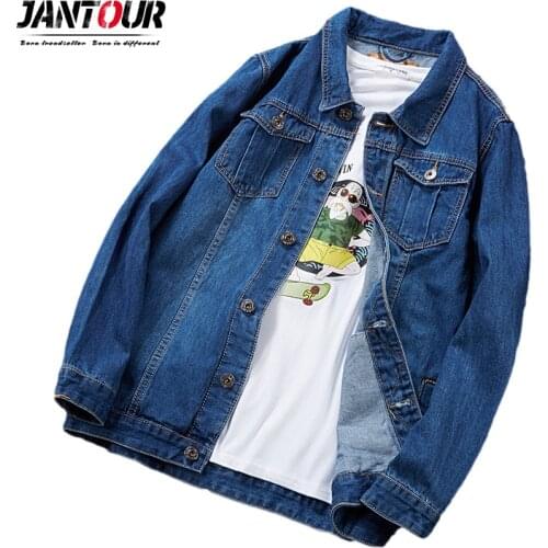 Jantour 2021 Spring Autumn New Large Size 5XL 6XL 7XL 8XL Mens Fashion Classic Denim Jacket Casual Brand Men Clothing 3 Model