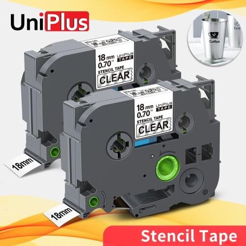 UniPlus tze Stencil Tape 18mm Label Tape Compatible Brother STe-141 ste141 Label on Stainless Steel Metal for P Touch Printer