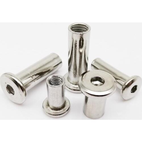 1/10pcs M3 M4 M5 304 Stainless Steel Large Flat Hex Hexagon Socket Head Furniture Rivet Connector Insert Joint Sleeve Cap Nut
