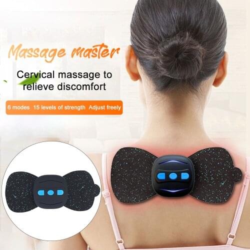 Portable Neck Massager Electric Machine Vibration Intelligent Cervical Massage Stickers Pain Relief Back Muscle Relaxation