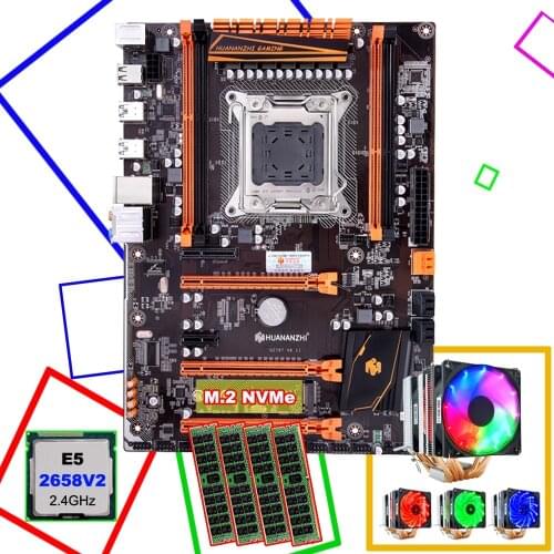 Discount computer mainboard HUANANZHI X79 LGA2011 motherboard with M.2 slot CPU Xeon E5 2658 V2 with cooler RAM 64G(4*16G) 1866
