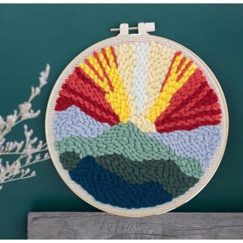 DIY Punch Needle Embroidery Kit Pattern Printed Needlework Landscape Cross Stitch Handmade Sewing Art Craft Painting Home Decor