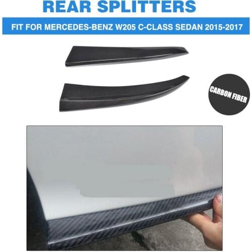 2PCS/Set Carbon Fiber Rear Bumper Splitters Aprons Car Sticker for Benz C-class W205 C180 C200 C250 Sedan 2015-2017