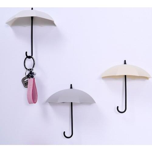Wall Hook 3pcs/set Cute Umbrella Wall Mount Key Holder Wall Hook Hanger Organizer Durable Key Towel Hat Holder Bedroom Rack