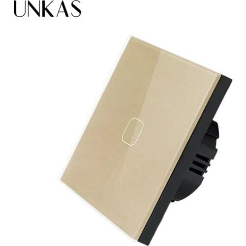 UNKAS 220V home lighting Wall Touch Switch wall light switch Golden EU Standard 1 Gang 1 Way Wall Light led touch switch