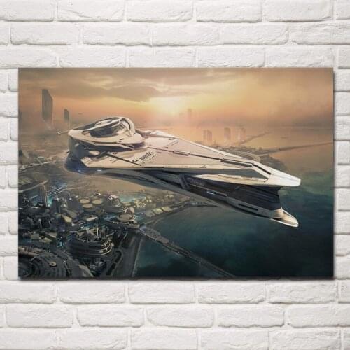 Sci fi spaceship space action fighting futuristic fantasy KD315 living room home wall art decor wood frame fabric posters print
