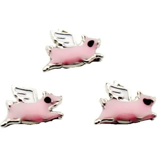 Newest 10Pcs/Lot Pig; Swine; Hog; Hoggery Floating Charms Living Glass Memory Lockets Diy Jewelry Pendant