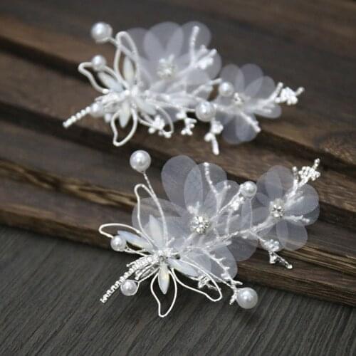 New silver color dragonfly hairgrips headdress bride wedding lace clip hair female wedding hair jewelry